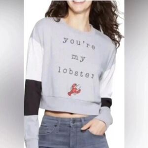 You’re My Lobster Friends TV Show Cropped Long Sleeve M Gray White Black GUC